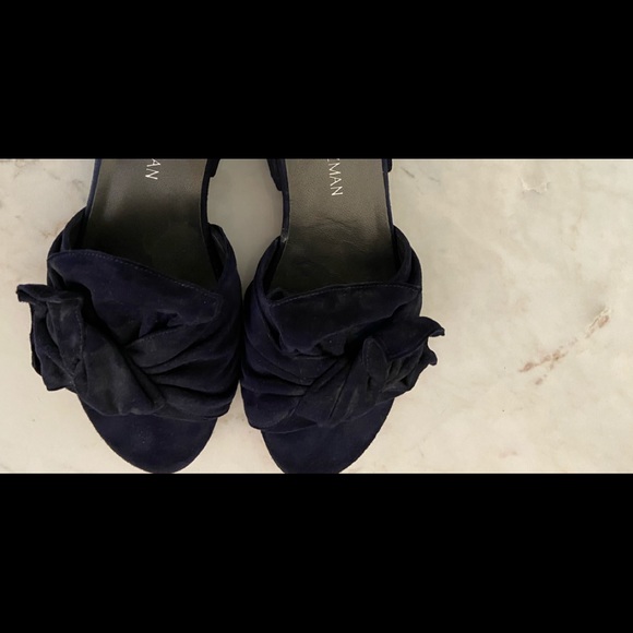 Stuart Weitzman Giftwrap Navy Slides | 7 - Picture 1 of 6